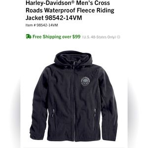 Harley Davidson Crossroads Waterproof Fleece Jacket Sz Lg